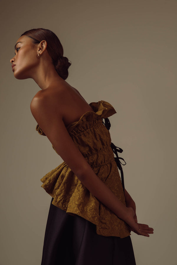Rita Top in Mustard - Women's RTW Dresses & Accessories - Made In The Philippines - Vania Romoff