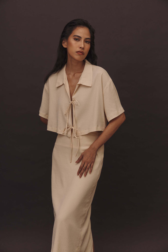 Toledo Set in Cream - Women's RTW Dresses & Accessories - Made In The Philippines - Vania Romoff