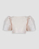 Vania Romoff Camisa Top Cream made with spun organza and has Butterfly sleeves and a self-tie back ribbon 