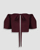 Vania Romoff Camisa Top Mulberry made with spun organza and has Butterfly sleeves and a self-tie back ribbon 
