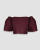 Vania Romoff Camisa Top Mulberry made with spun organza and has Butterfly sleeves and a self-tie back ribbon 