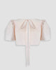 Vania Romoff Camisa Top Cream made with spun organza and has Butterfly sleeves and a self-tie back ribbon 
