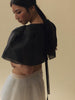 Vania Romoff Camisa Top Black made with silk organza and has Butterfly sleeves and a self-tie back ribbon 