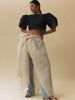 Vania Romoff Camisa Top Black made with silk organza and has Butterfly sleeves and a self-tie back ribbon 
