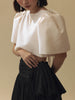 Vania Romoff Camisa Top Cream made with spun organza and has Butterfly sleeves and a self-tie back ribbon 
