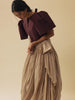 Vania Romoff Camisa Top Mulberry made with spun organza and has Butterfly sleeves and a self-tie back ribbon 