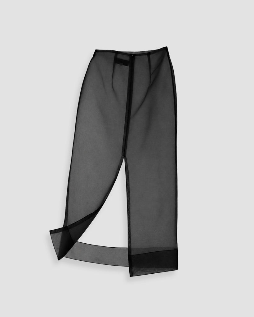 Vania Romoff Esme ankle-length column skirt Black in matte organdy, featuring a sheer finish