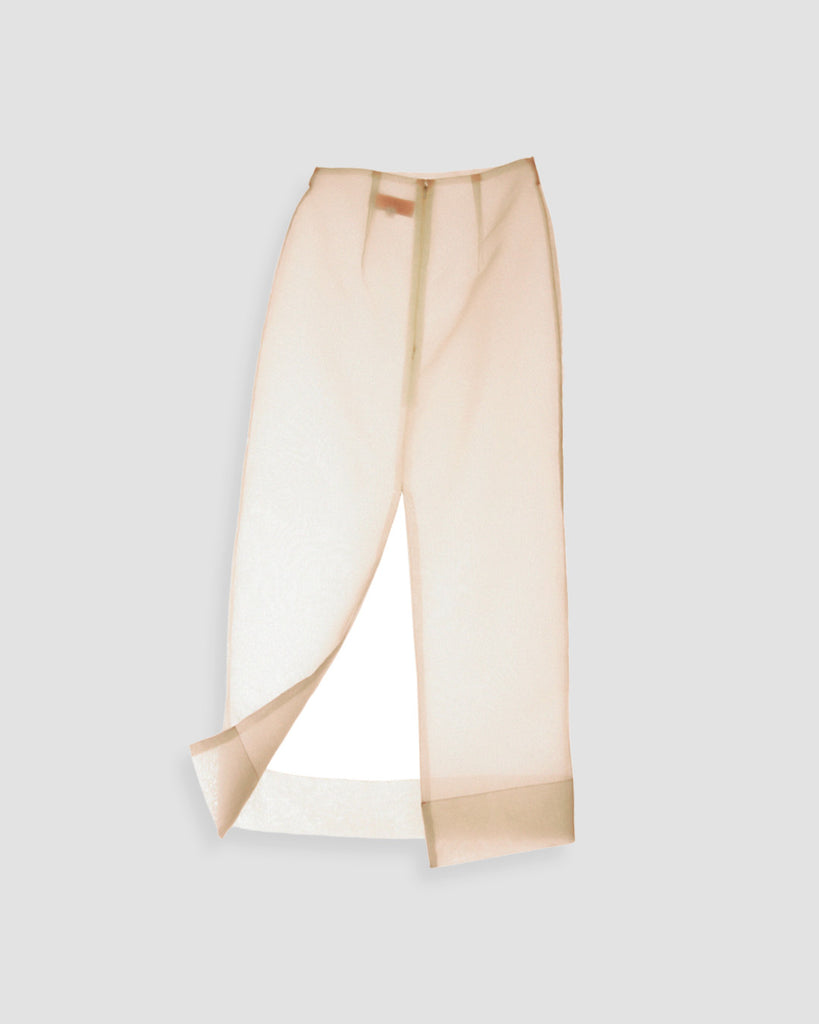 Vania Romoff Esme ankle-length column skirt Nude in matte organdy, featuring a sheer finish