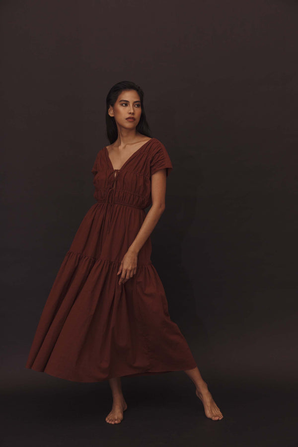Marion Dress in Cinnamon - Women's RTW Dresses & Accessories - Made In The Philippines - Vania Romoff