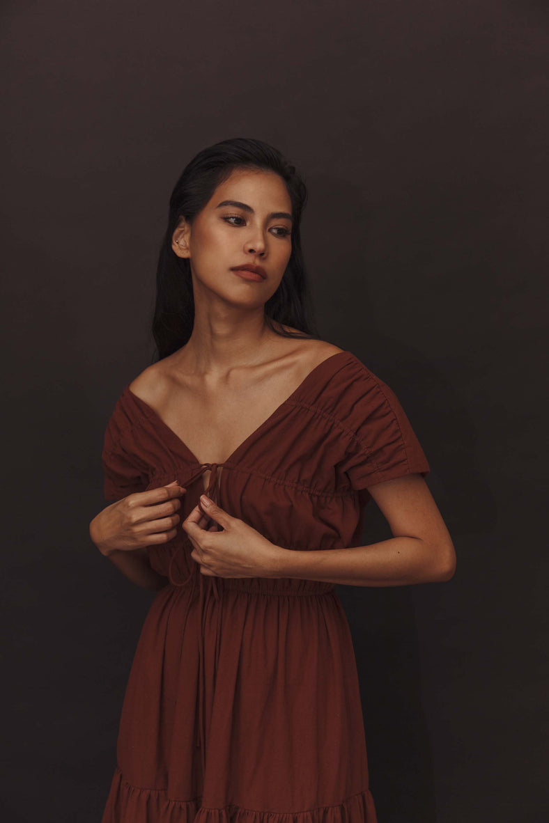 Marion Dress in Cinnamon - Women's RTW Dresses & Accessories - Made In The Philippines - Vania Romoff