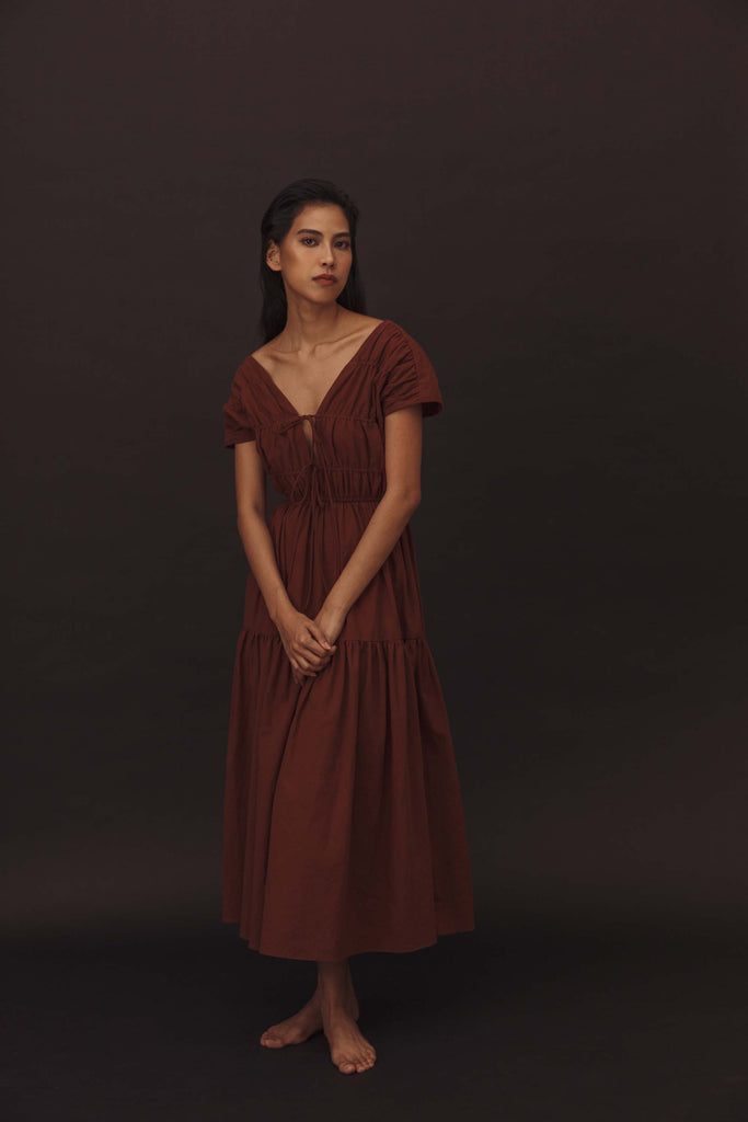 Marion Dress in Cinnamon - Women's RTW Dresses & Accessories - Made In The Philippines - Vania Romoff