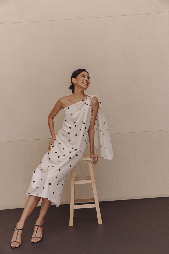 Cerise Dress in Polkadot - Women's RTW Dresses & Accessories - Made In The Philippines - Vania Romoff