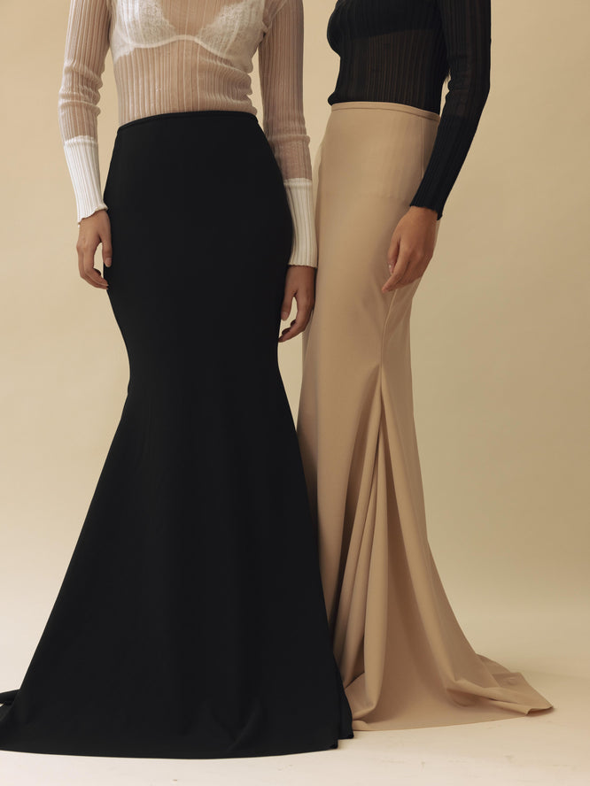 Raejell wears the Sienna Skirt in black <br>Martha wears the Sienna Skirt in nude
