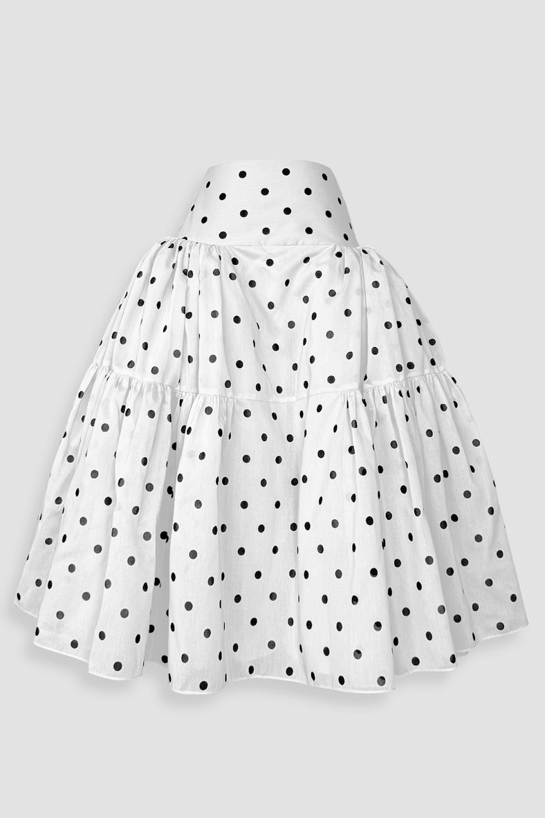 Vania Romoff Tabi Skirt Cream Polka Dot made from spun organza and layered with tulle