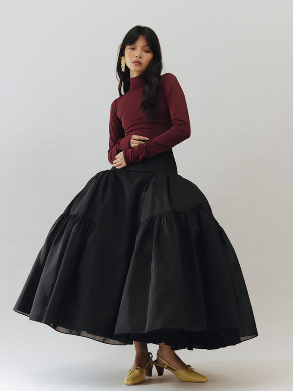 Vania Romoff Tabi Skirt Black made from spun organza and layered with tulle
