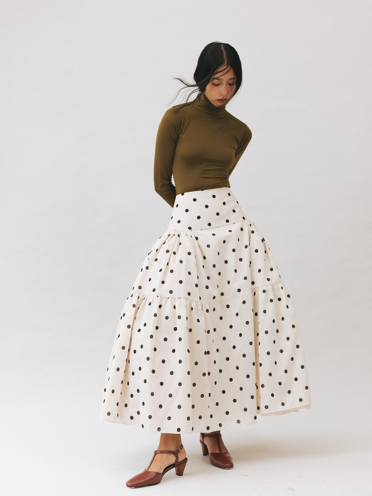 Vania Romoff Tabi Skirt Cream Polka Dot made from spun organza and layered with tulle