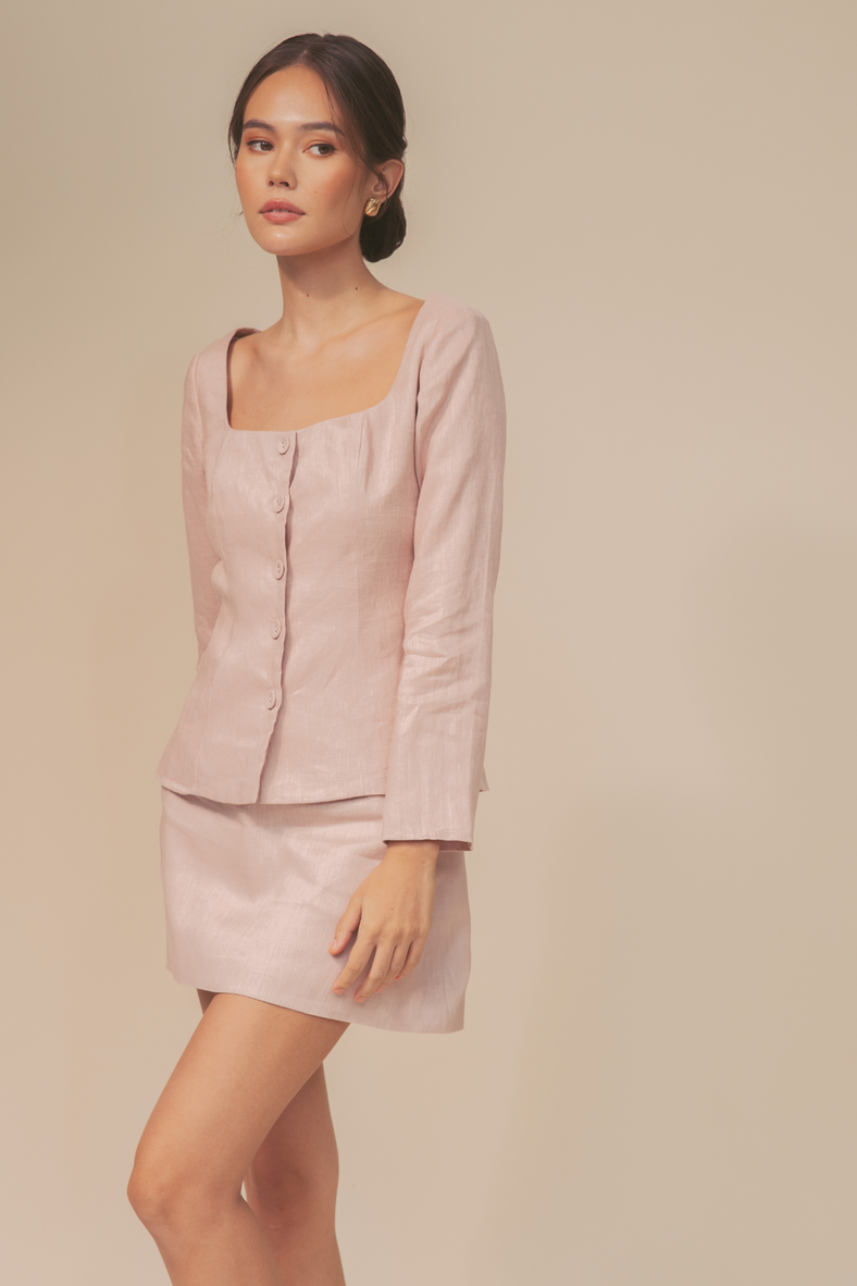 Vania Romoff The Celine Top in blush is a long-sleeved blouse