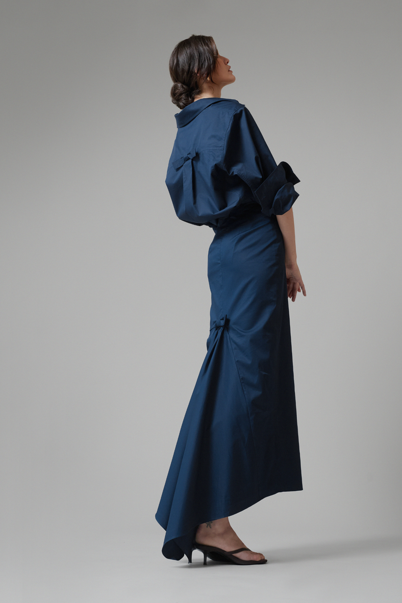 Vania Romoff Jane Skirt in navy blue made with cotton poplin