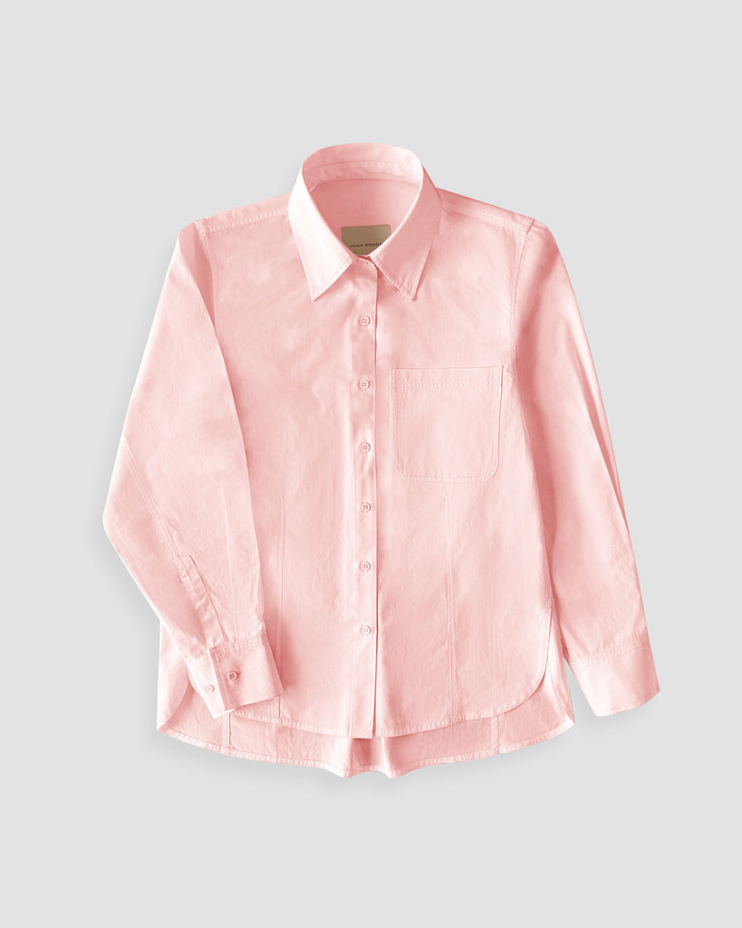 Vania Romoff Boyfriend Shirt Apricot made with cotton poplin, has a bow at the back and comes with a scarf