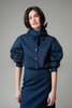 Vania Romoff Boyfriend Shirt made with cotton poplin, has a bow at the back and comes with a scarf