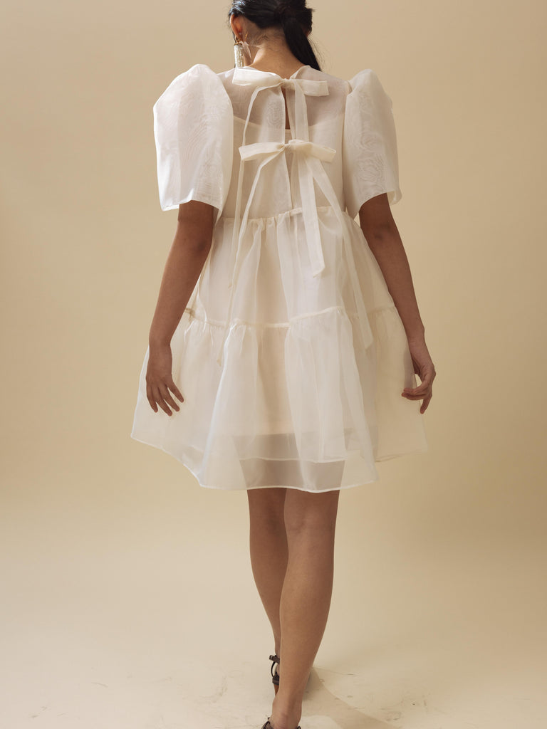 Vania Romoff Camisa Babydoll Dress  Oat made with silk organza and comes with a slip dress