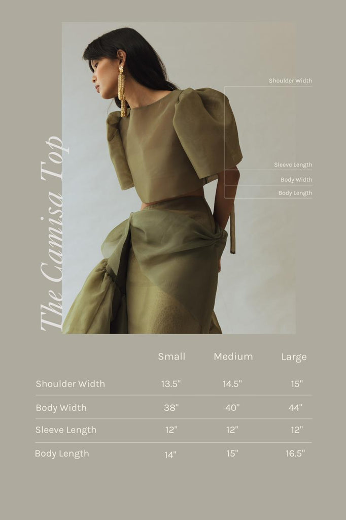 Vania Romoff Camisa Top made with spun organza and has Butterfly sleeves and a self-tie back ribbon measurements