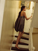 Vania Romoff Eloise Dress in Gray crafted from silk with ribbon detail at the back 