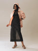Vania Romoff Esme ankle-length column skirt Black in matte organdy, featuring a sheer finish
