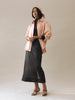 Vania Romoff Esme ankle-length column skirt Black in matte organdy, featuring a sheer finish