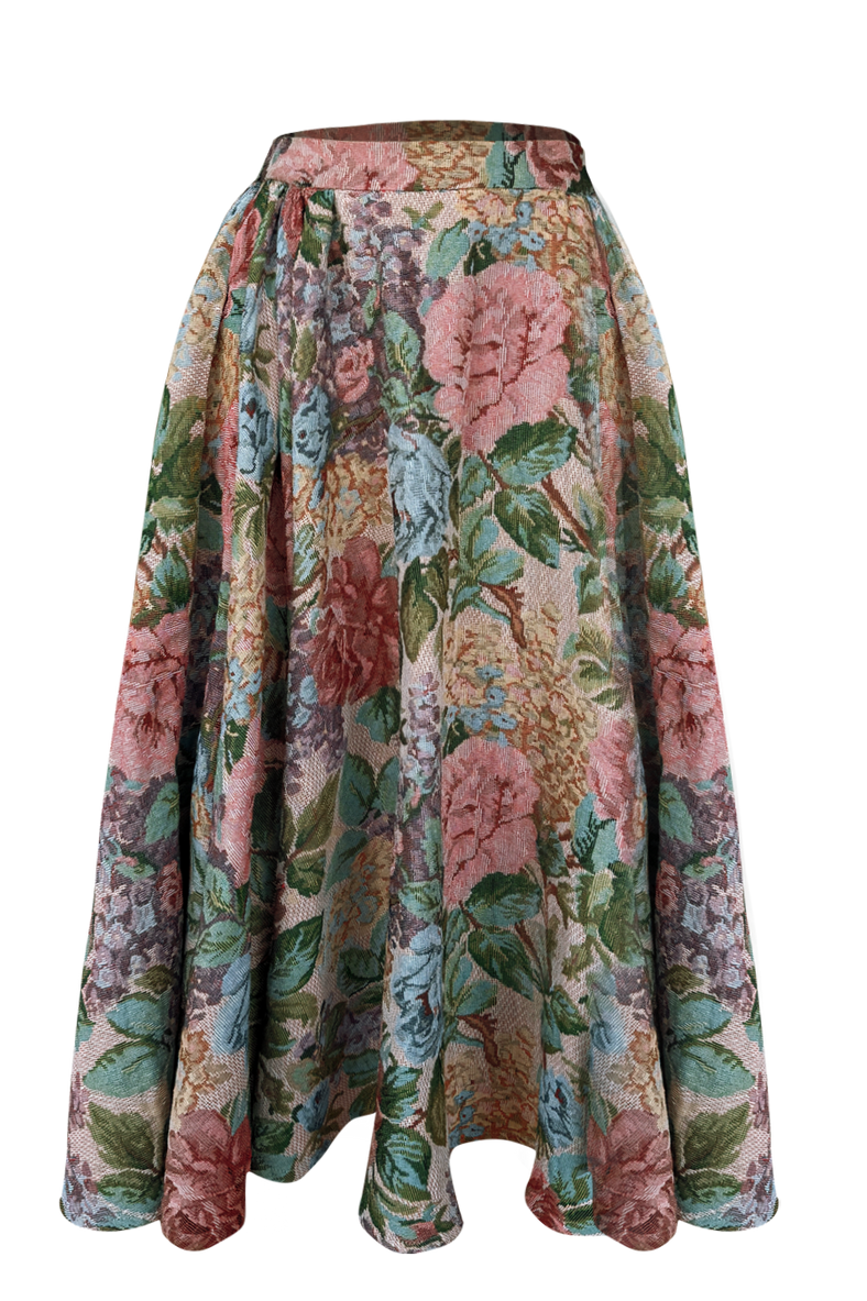 Vania Romoff Josephine Skirt in floral brocade with concealed back zipper