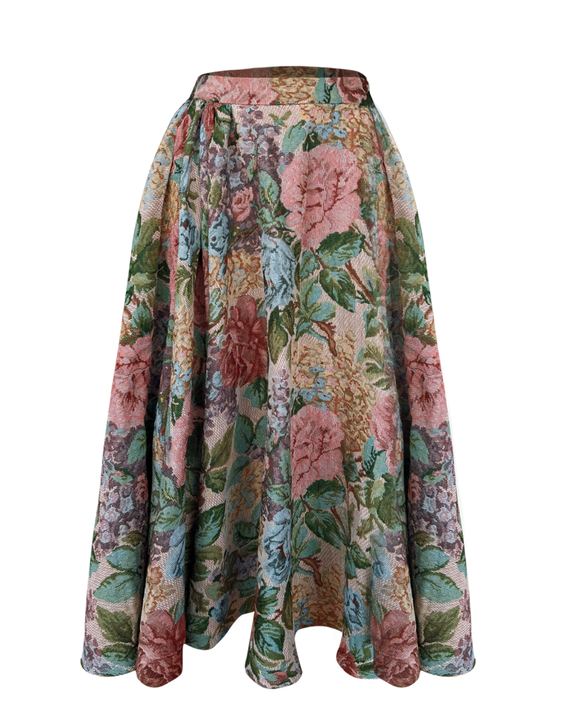 Vania Romoff Josephine Skirt in floral brocade with concealed back zipper