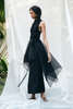 Vania Romoff Peplum Wrap Black made with sheer organza and ties at the waist