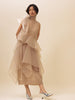 Vania Romoff Peplum Wrap Nude made with sheer organza and ties at the waist