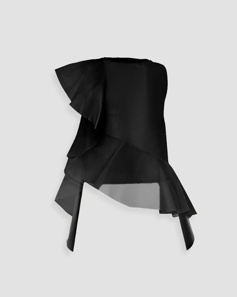 Vania Romoff Runa Top Black made with silk organza and semi-sheer