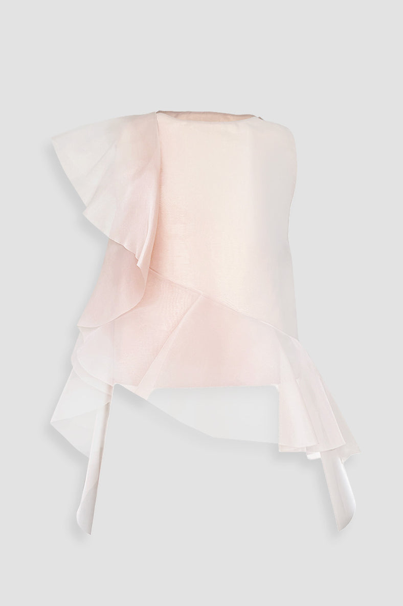 Vania Romoff Runa Top Nude made with silk organza and semi-sheer