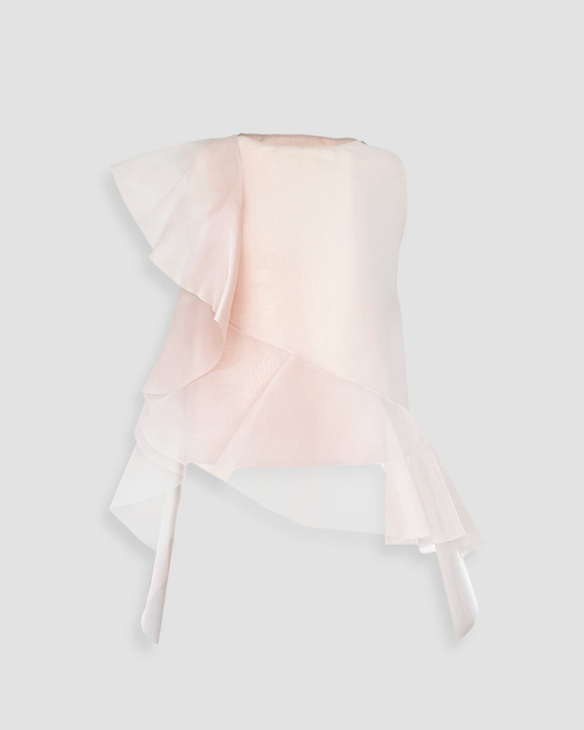 Vania Romoff Runa Top Nude made with silk organza and semi-sheer