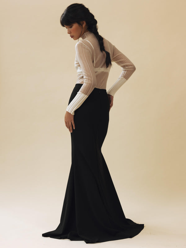 Vania Romoff Sienna Skirt Black made from stretch crepe and is floor-length