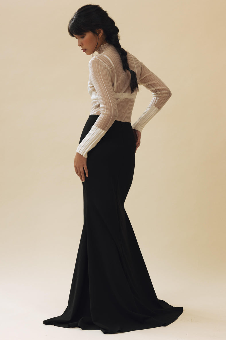 Vania Romoff Sienna Skirt Black made from stretch crepe and is floor-length