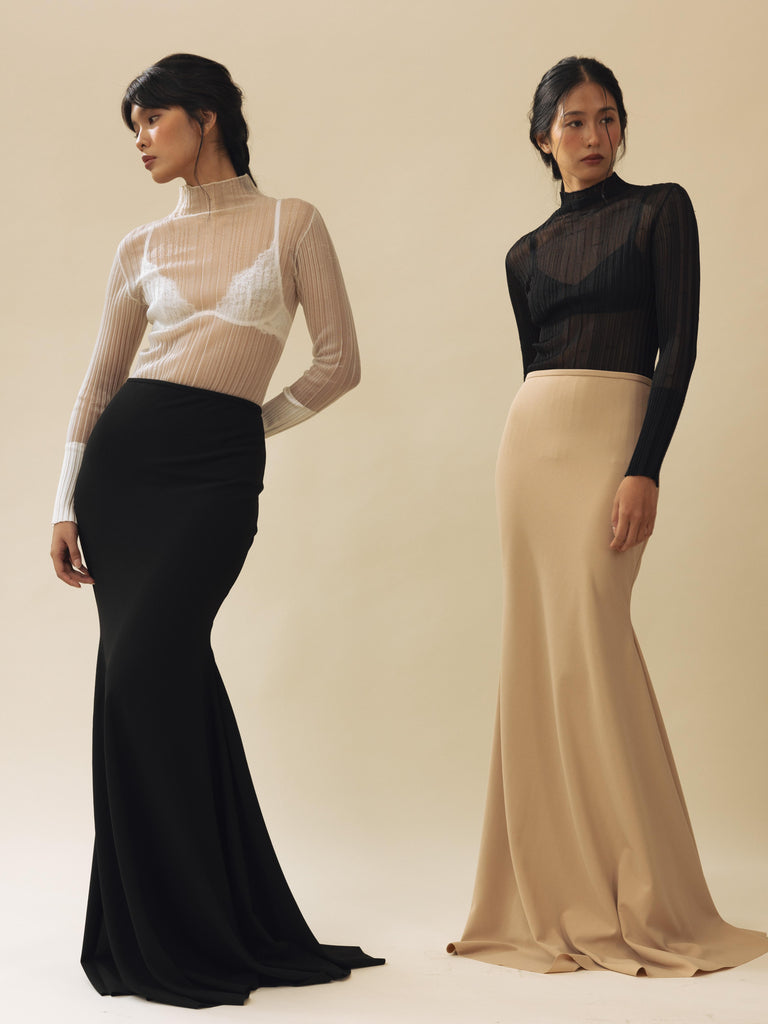 Vania Romoff Sienna Skirt Black made from stretch crepe and is floor-length