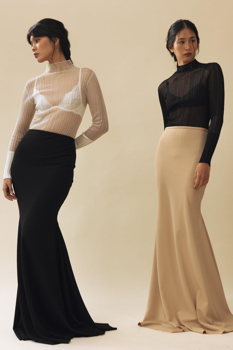 Vania Romoff Sienna Skirt Black made from stretch crepe and is floor-length