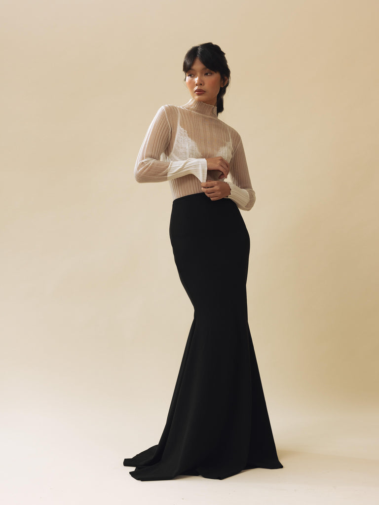 Vania Romoff Sienna Skirt Black made from stretch crepe and is floor-length
