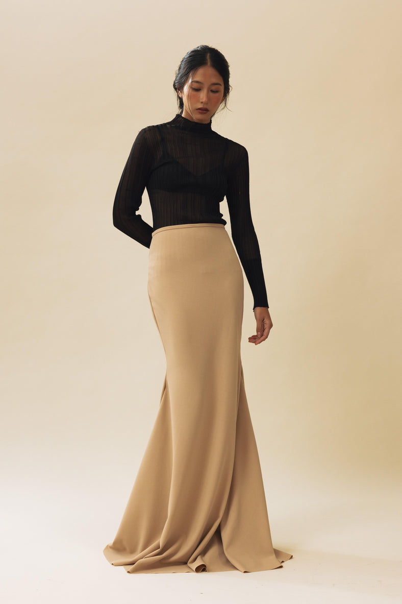 Vania Romoff Sienna Skirt Nude made from stretch crepe and is floor-length