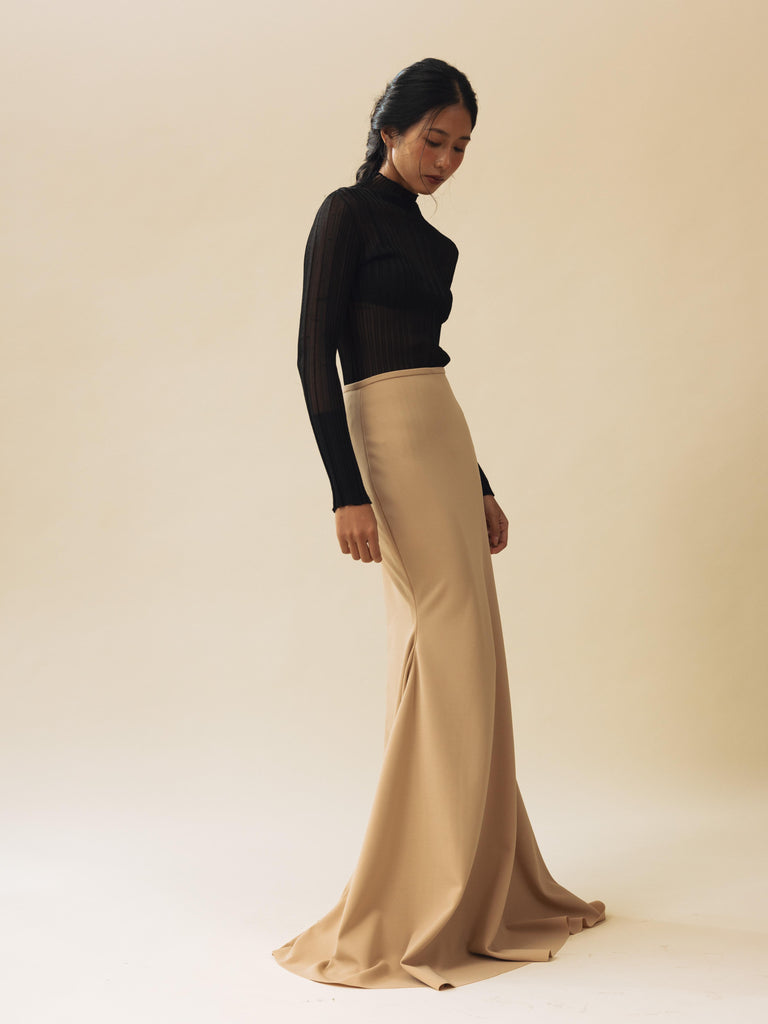 Vania Romoff Sienna Skirt Nude made from stretch crepe and is floor-length