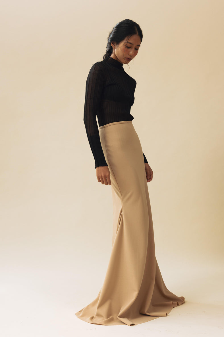 Vania Romoff Sienna Skirt Nude made from stretch crepe and is floor-length