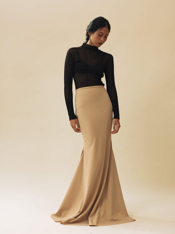 Vania Romoff Sienna Skirt Nude made from stretch crepe and is floor-length