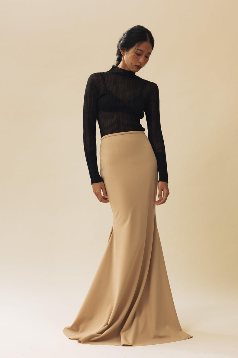 Vania Romoff Sienna Skirt Nude made from stretch crepe and is floor-length