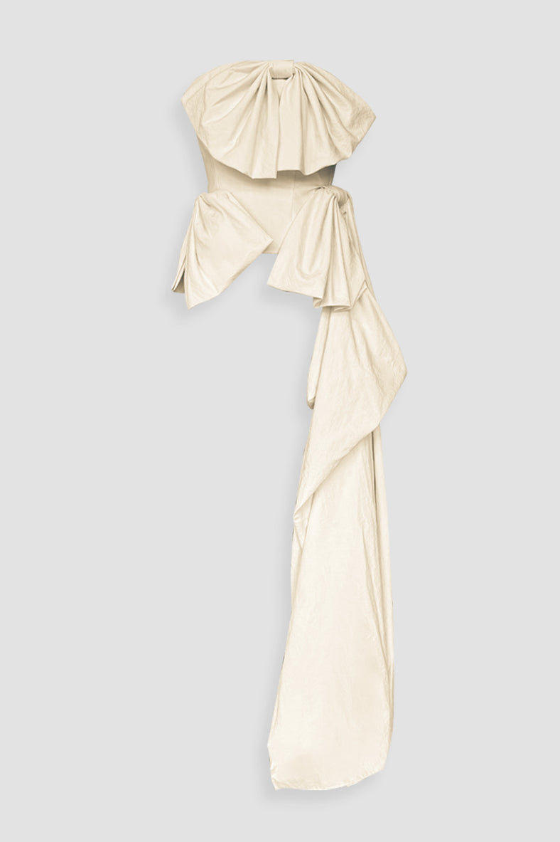 Vania Romoff Simone Top Ivory made in taffeta and shaped by hand-sewn statement bows