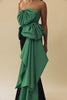 Vania Romoff Simone Top Green made in taffeta and shaped by hand-sewn statement bows