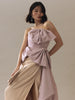 Vania Romoff Simone Top Pink made in taffeta and shaped by hand-sewn statement bows