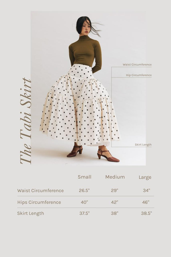 Vania Romoff Tabi Skirt made from spun organza and layered with tulle measurements